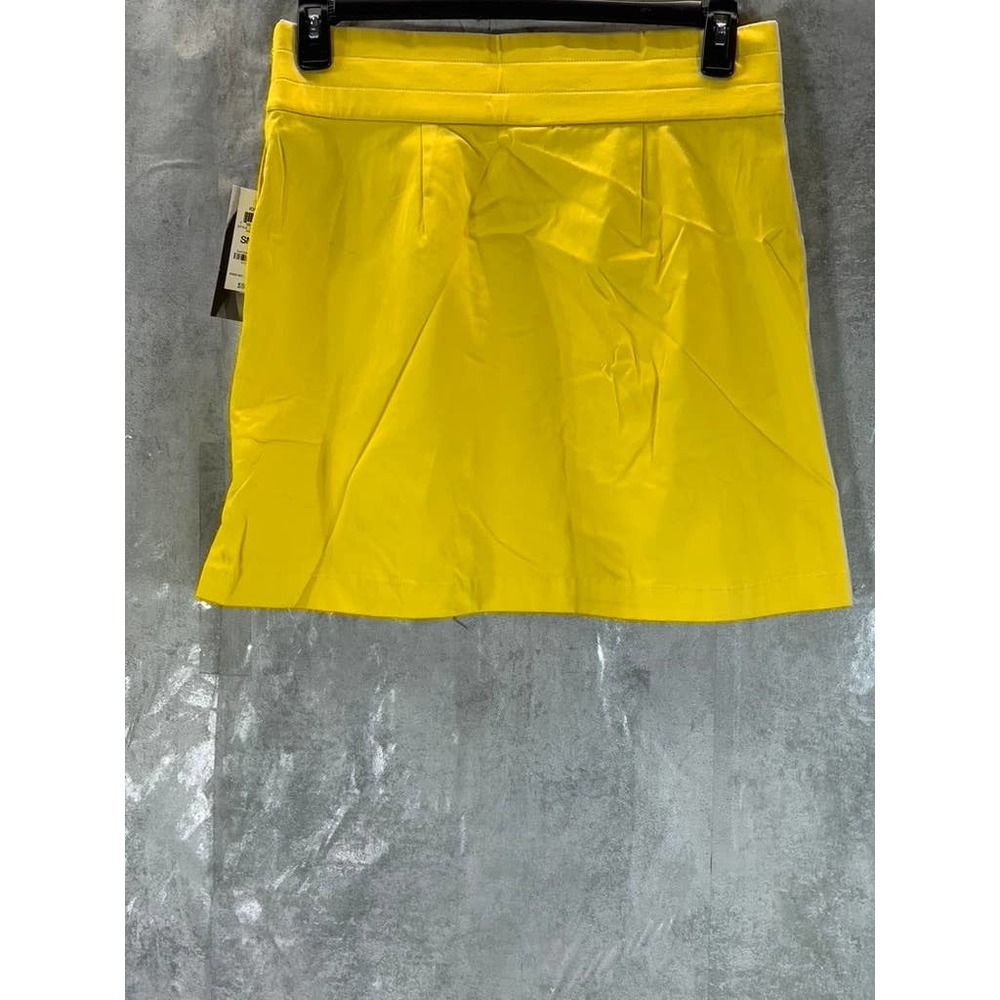 INC X Ade Samuel Women's Fresh Lemon Flap-Pocket Sateen Pull-On Mini Skirt SZ S